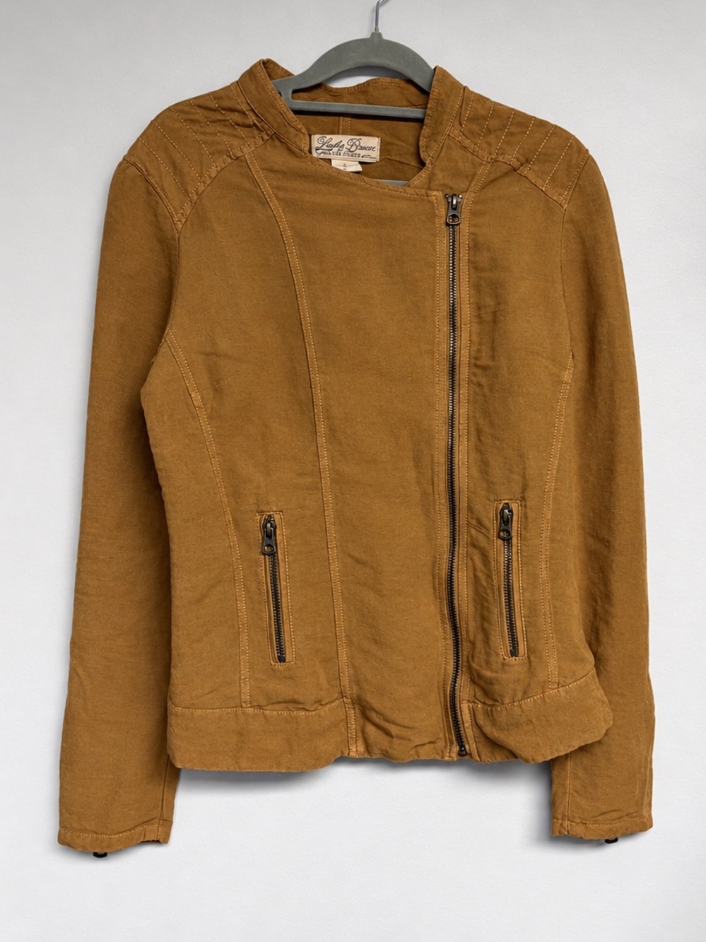 Y2K Lucky Brand Lightweight linen blend Motto Zip Jacket